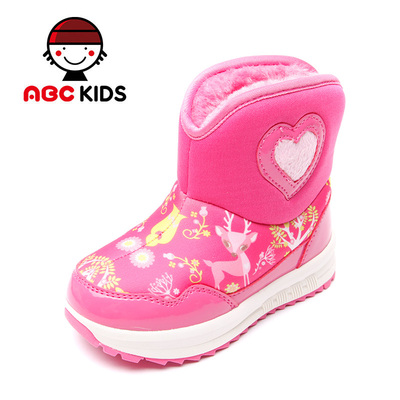 ABC童鞋 2015冬季新品女童短靴儿童靴子加绒保暖女童靴子冬款潮
