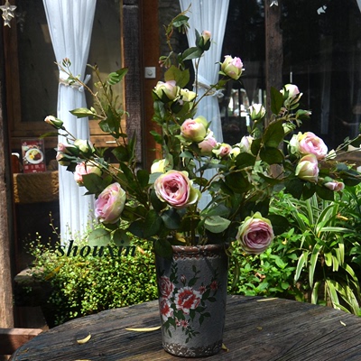 高仿真假花绢花美式田园欧式餐桌布置玫瑰蔷薇茶玫情人节结婚礼物