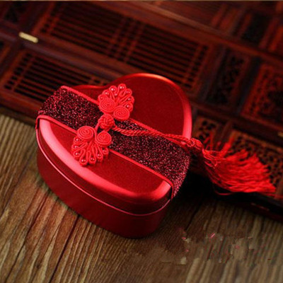 中国风高档铁盒心形喜糖盒子 创意马口铁可放烟喜蛋 成品结婚含糖