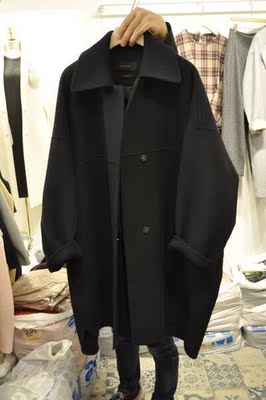 韩国东大门代购2015秋冬新款毛呢外套女长袖开衫休闲宽松保暖大衣