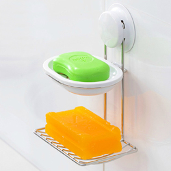 强力吸盘双层香皂盒 肥皂托盘 上下双层沥水肥皂盒 架 壁挂肥皂架