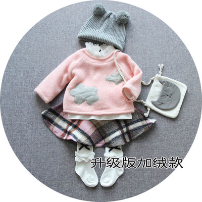 冬装女童套装宝宝纯棉加绒卫衣半身裙两件套1-2-3岁婴幼儿外出服