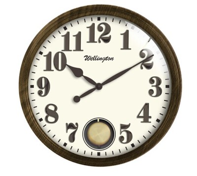 包邮英国威灵顿欧式石英钟表实木静音客厅挂钟日本精工机芯直径49