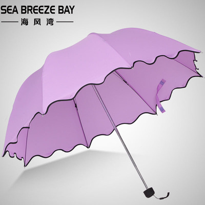 海风湾 韩国遇水开花太阳伞防紫外线遮阳伞超强防晒折叠晴雨伞