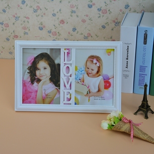 新品特价包邮双框7寸组合连体摆台相框LOVE照片框儿童像框