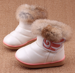 冬季儿童棉鞋雪地靴包邮女童小孩宝宝鞋加厚保暖鞋2015款童鞋白色