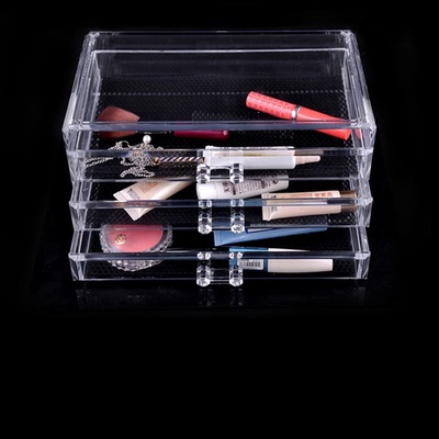 透明化妆品收纳盒 首饰水晶化妆盒 三层抽屉塑料 韩式桌面整理盒