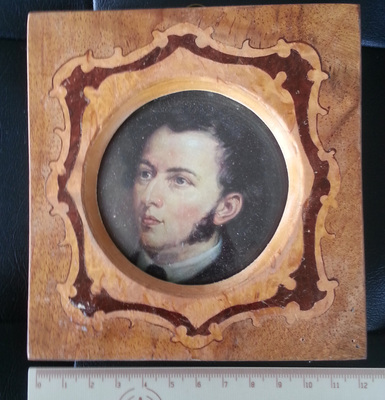 西洋收藏品欧洲老画音乐家橡木框组画人物肖像古董画