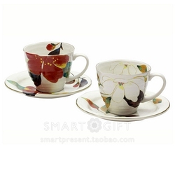 日本代购正品美浓烧陶瓷咖啡杯碟茶杯情侣杯子套装 实用新婚礼物