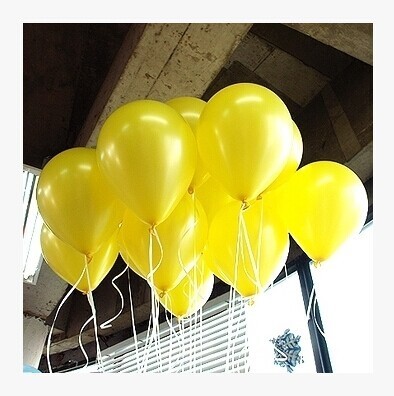 包邮 黄色珠光圆形气球活动婚庆气球酒吧KTV气球 约80个