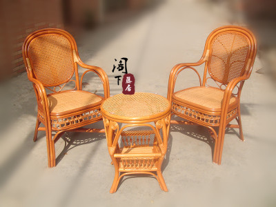 印尼真藤椅三件套休闲桌椅组合住宅家具藤编椅子简约客厅茶桌户外