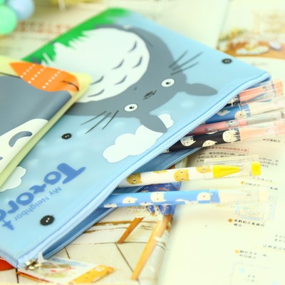 韩国文件卡通龙猫kitty可爱果冻文具大容量笔袋文件袋收纳袋