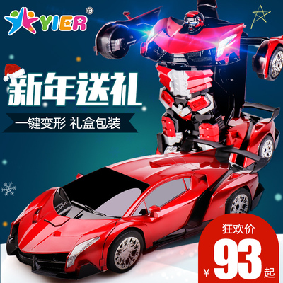 YIER儿童遥控汽车变形感应金刚机器人电动充电赛车男孩遥控车玩具