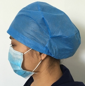 特价加厚 一次性无纺布圆帽 SMS手术帽子 蓝色医生护士帽 条形帽