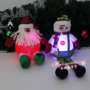 嘉年华 圣诞节装饰品 带闪灯可爱小雪人彩色闪光老人 圣诞树挂件