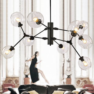 北欧客厅魔豆吊灯后现代简约创意个性别墅餐厅灯饰玻璃球铁艺灯具