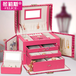 首饰盒 公主欧式韩国木质带锁戒指饰品盒子母首饰收纳盒 结婚礼物