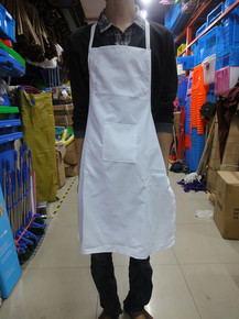 白色棉布围裙 食品厂围裙 食堂餐厅白饭单 厨房工厂用挂脖围兜