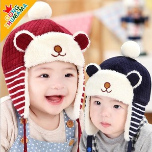 儿童防寒雷锋帽护耳纯棉加绒婴儿潮6-12个月1-2-4岁冬季男女宝宝