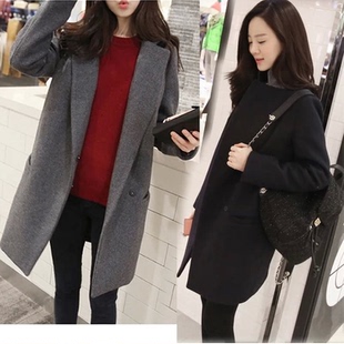 【天天特价】冬季韩版学院风中长款羊毛呢外套女加厚学生呢子大衣