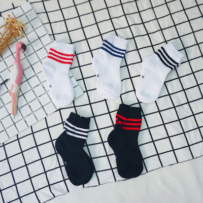 2016新款韩国儿童条纹运动袜子男童女童宝宝中筒袜低筒袜拼色条潮