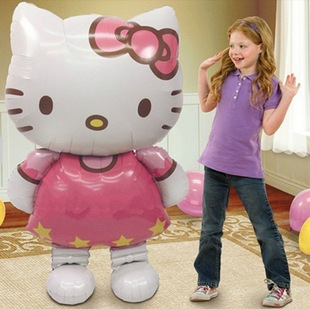 超大号立体KT猫铝箔铝膜气球批发 凯蒂猫kitty猫卡通造型生日派对