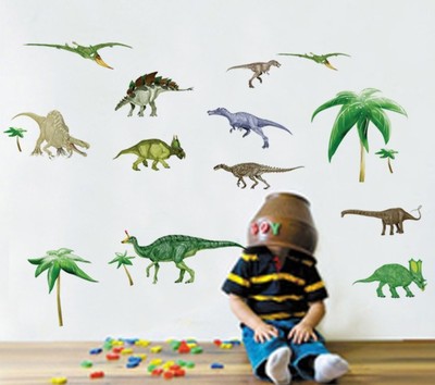 可移除墙贴 恐龙时代小恐龙 儿童房客厅卧室布置环保墙贴纸