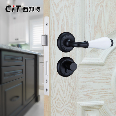 CiT西邦特美式门锁三件套黑色门锁室内卧室卫生间分体式欧式门锁