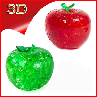 包邮永骏3D立体水晶拼图红绿苹果带闪光开发智力情人节平安夜礼品