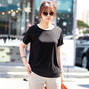 2015新款韩版T桖女夏短袖纯色圆领休闲时尚女装半袖修身打底衫