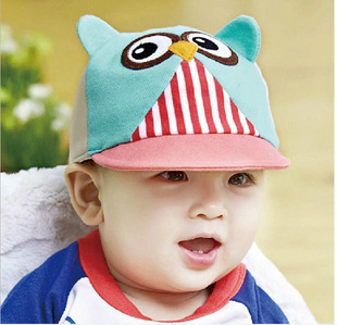 儿童遮阳帽婴儿帽子宝宝鸭舌帽猫头鹰遮阳帽太阳鸭舌帽3-24个月