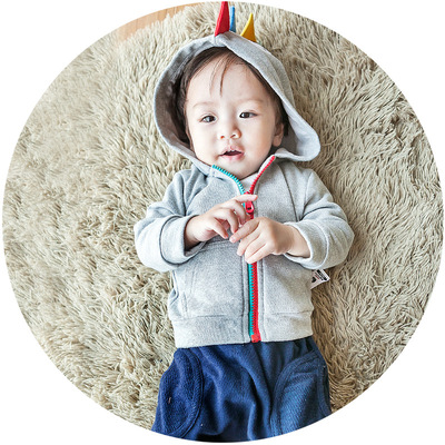 Mili小米粒家造型恐龙帽子外套 秋季婴幼童上衣拉链衫女童