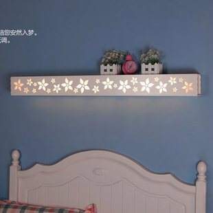LED壁灯 卧室床头木艺灯时尚现代创意田园雕花工艺灯包邮60cm120