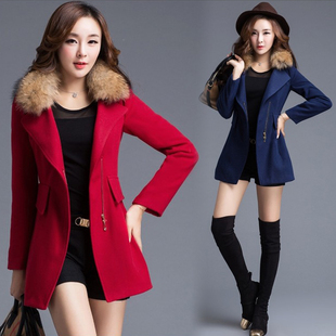 新款女装加厚羊毛呢外套女2015冬季韩版修身ol呢子大衣中长款韩范