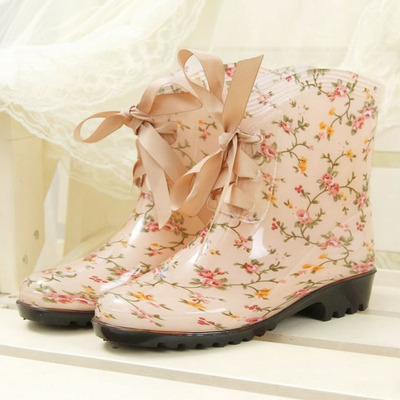 春秋季雨鞋女士时尚 韩版水鞋透明果冻鞋 中短筒水晶雨靴胶鞋防滑