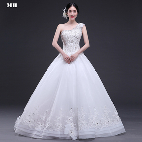 夏新款韩式婚纱礼服 齐地新娘修身简约结婚蕾丝显瘦定制婚纱