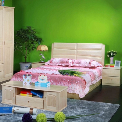 特价实木单体床双人床1.5米靠背床芬兰松儿童单人床带储物柜包邮