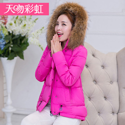 2015冬装新款韩版女冬装外套短款加厚保暖大码连帽学生棉衣棉服