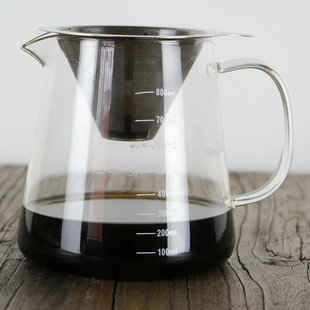 领感手冲咖啡神器 锥形双层不锈钢过滤网 美式滴漏耐热玻璃分享壶