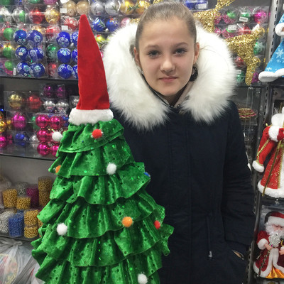 2015年新款圣诞节礼品旋转跳舞唱俄语歌电动树送朋友礼物批发包邮