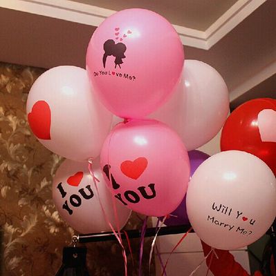 韩国拍照气球 婚礼求婚浪漫爱心气球 婚房装饰布置加厚印花气球