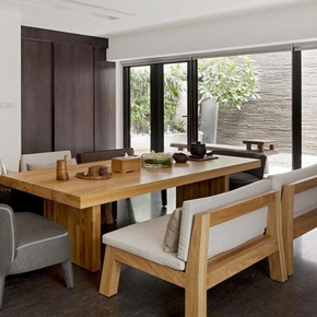 美式高档咖啡厅餐桌椅 客厅家用全实木餐桌椅组合 做旧办公桌子