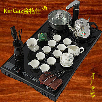 金格仕B321整套茶具功夫茶具电磁炉茶具套装四合一体钢化玻璃茶盘