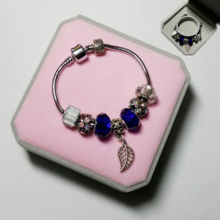 潘多拉的礼物欧系DIY风格手链串珠手链简约蓝水晶转运珠 定制款