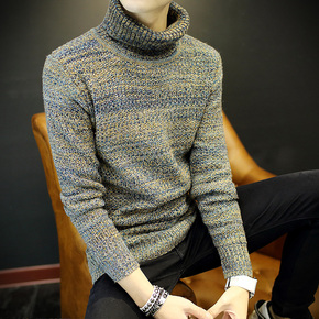 高领毛衣男士加厚保暖韩版修身翻领毛线衣冬季外套打底针织线衫潮