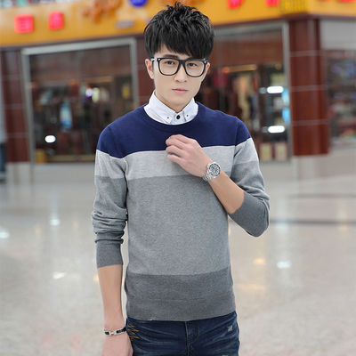 青少年秋季毛衣男士2016新款圆领针织衫韩版学生男生长袖线衣薄款
