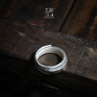 大咖银匠原创手工990纯银戒指  男女 泰银复古做旧指环－简单故事