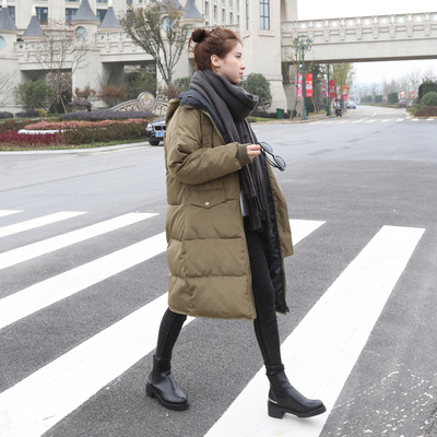 2015年冬装新款韩国宽松加厚保暖棉衣女中长款连帽棉服外套潮包邮
