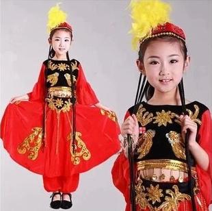 包邮女童新款儿童维族舞蹈服装少儿新疆表演服幼童演出服民族特价