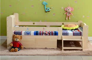 特价儿童床 男孩女孩公主床儿童实木床带护栏抽屉单人床小床定制
